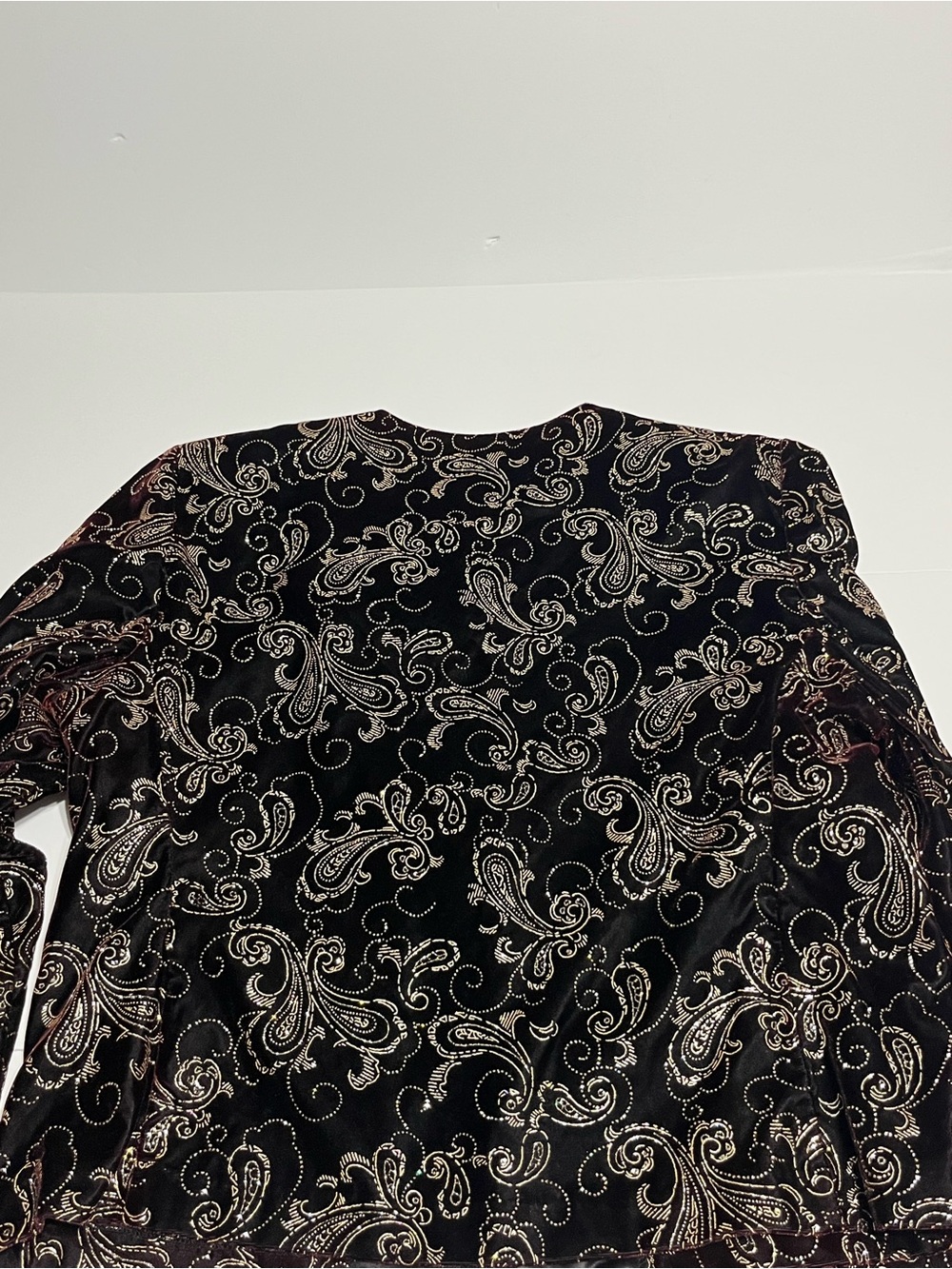 Black Velvet Top with Metallic Paisley Embroidery